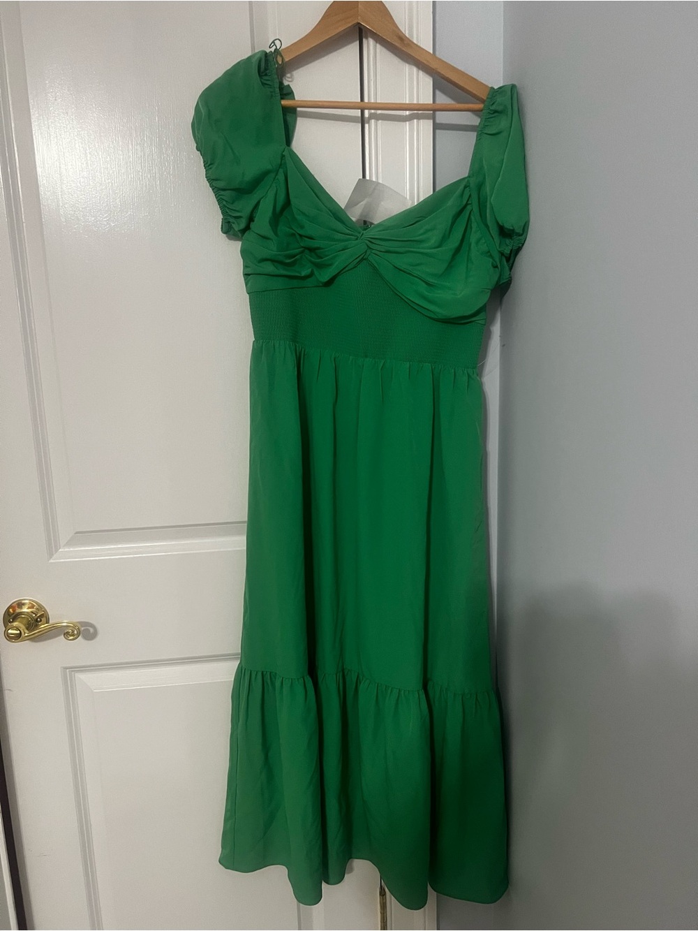 Adrianna Papell Women's Twist-Front Puff-Sleeve Midi Dress sz8 NWT - Picture 4 of 8